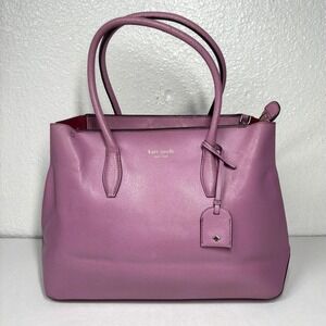 Kate Spade‎ Eva Orchid Pink Pebbled Leather Tote Bag Satchel Lavender Brass $399
